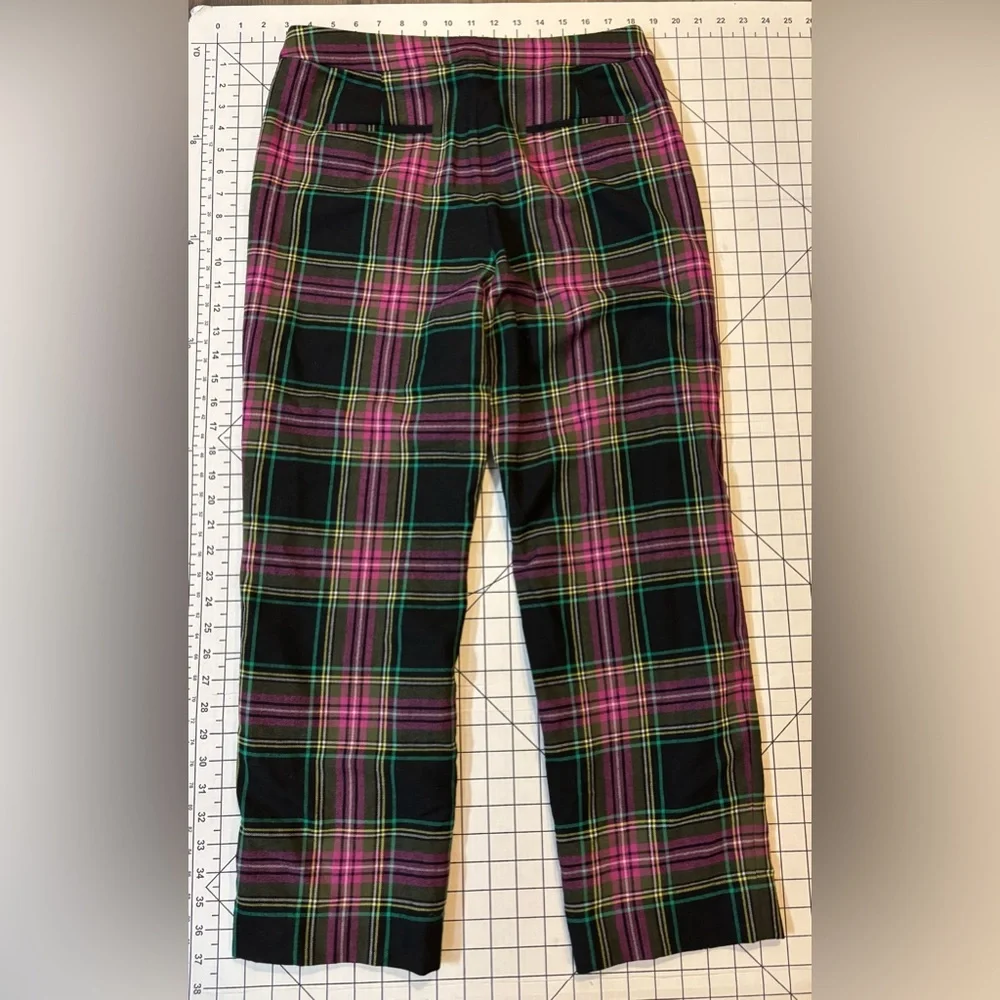 J. Crew Women’s Size 8 Purple and‎ Black Plaid Kate Wool  Blend Trousers